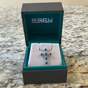 EFFY Brasilica Emerald .51 CTW & Diamond .07 CTW Cross Necklace New w/ Box
